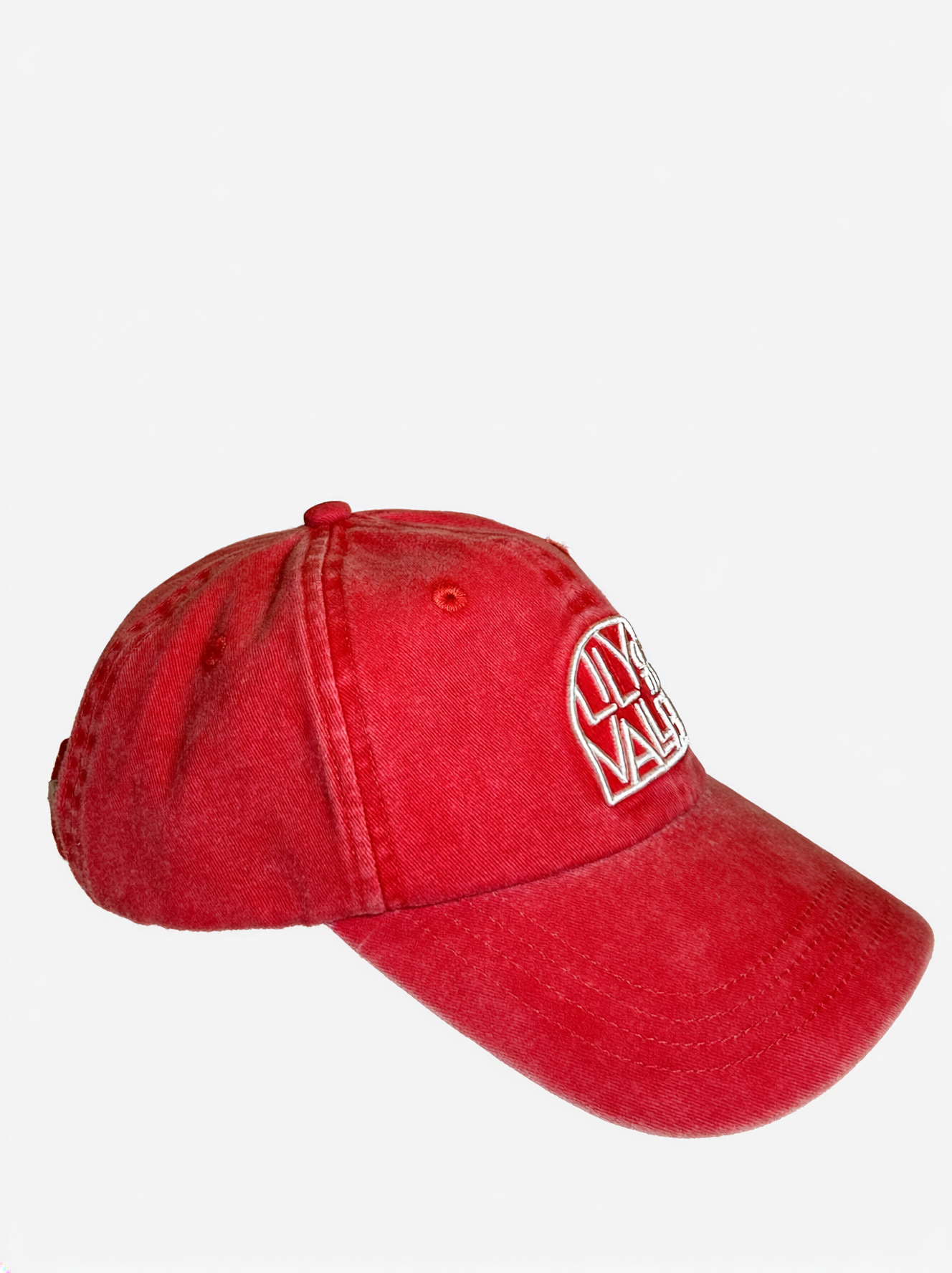 Faded red baseball cap